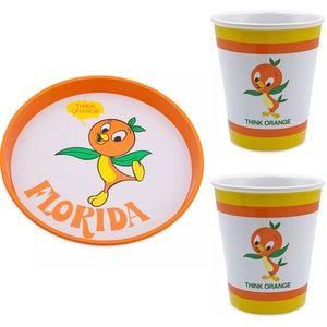 Set of 2 Orange Bird Cups and Tray – Walt Disney World 50th Anniversary